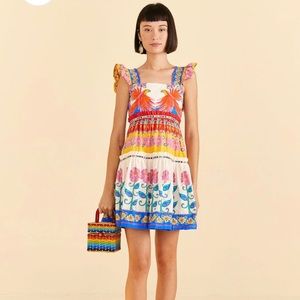 Farm rio Off-White Vivid Garden Organic Cotton Mini Dress